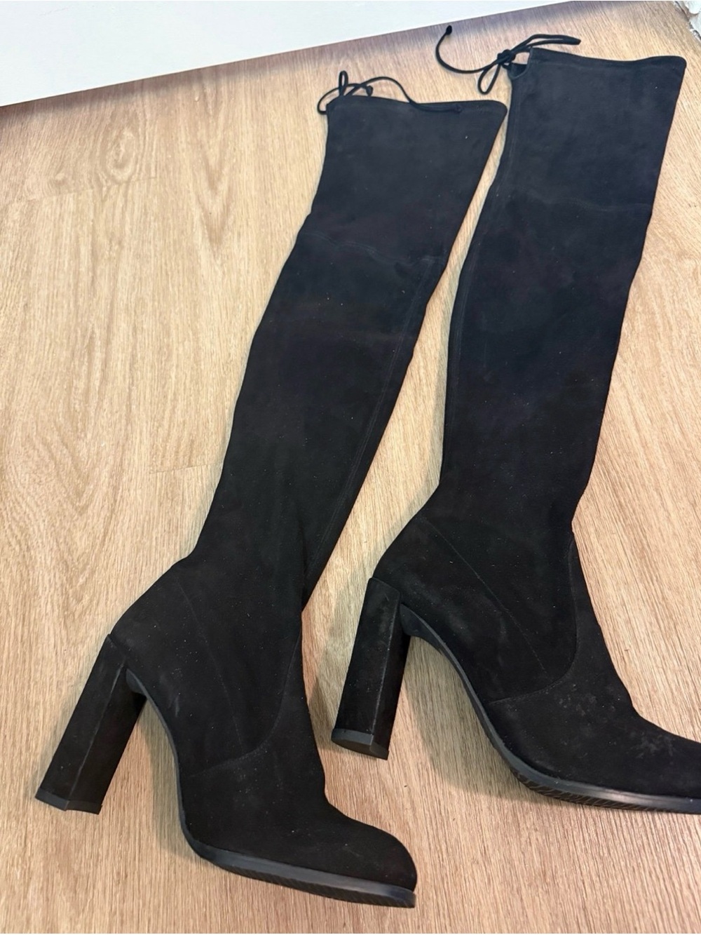 Brand New Stuart Weitzman Highland Black Suede Over-The-Knee Boots